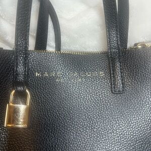 Marc Jacobs Black Leather Satchel with Gold Accents